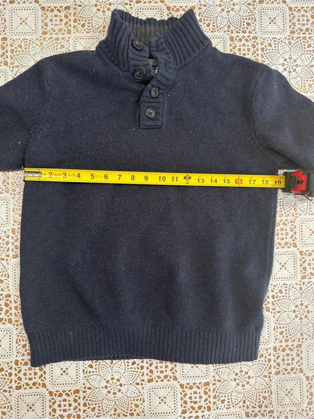 Old Navy Navy Wool Blend Mock Neck Button Sweater Men’s Large